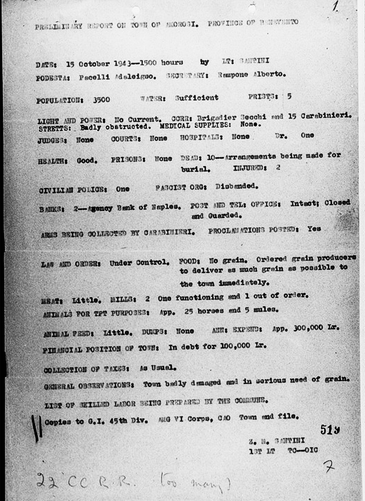 Relazione Santini 15 ottobre 1943